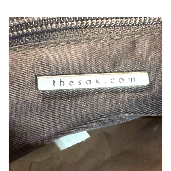 THE SAK Striped Crochet Shoulder Bag In Brown Navy Red Striped Ball Chain Charm - Picture 6 of 12